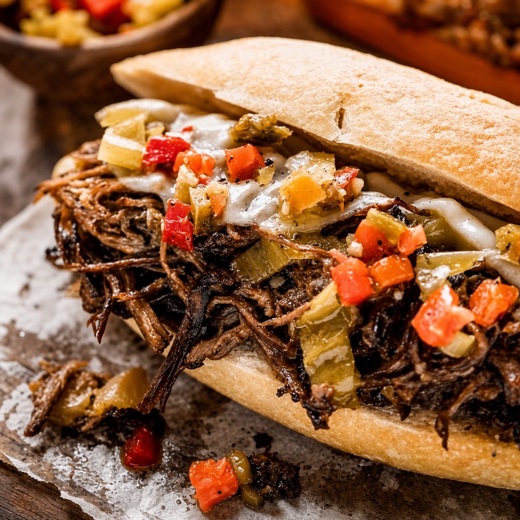 **Italian Beef Sandwich**.